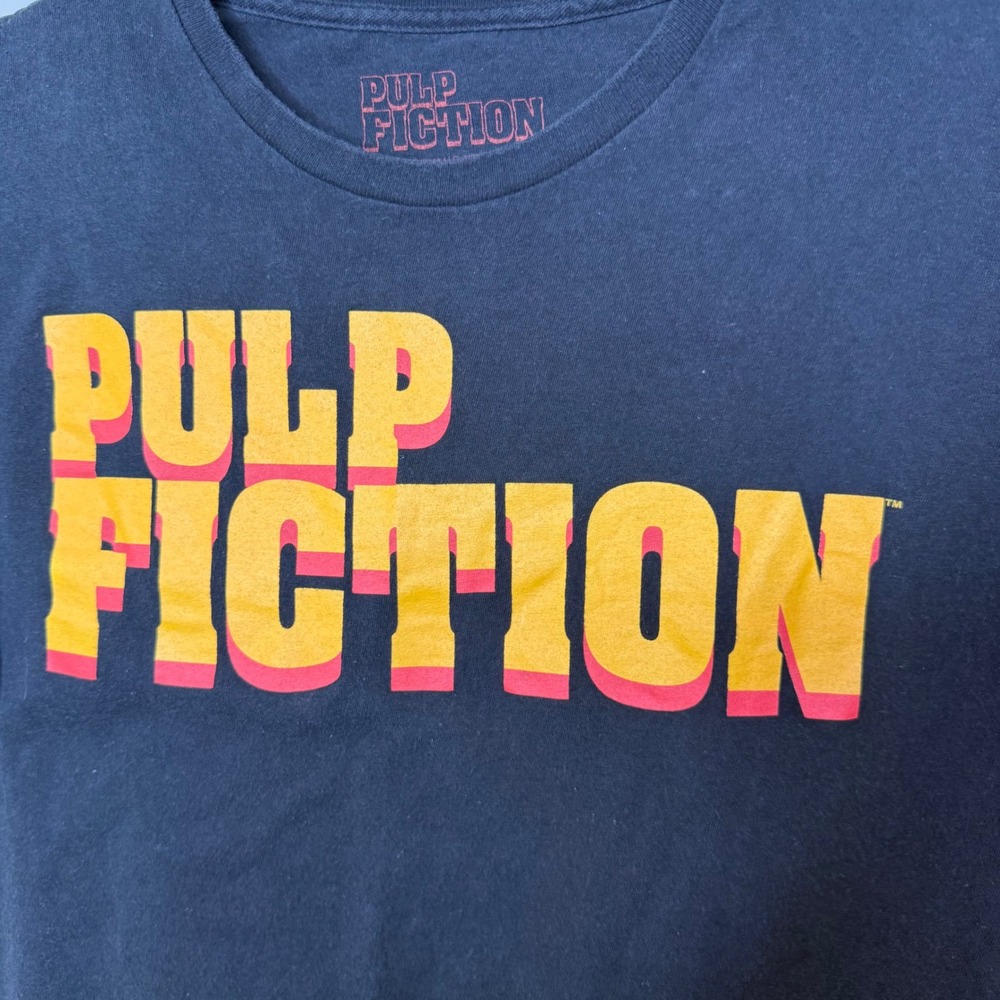 Pulp Fiction Graphic T-Shirt Womens Medium Black Movie Logo Short Sleeve Tee - Picture 4 of 8